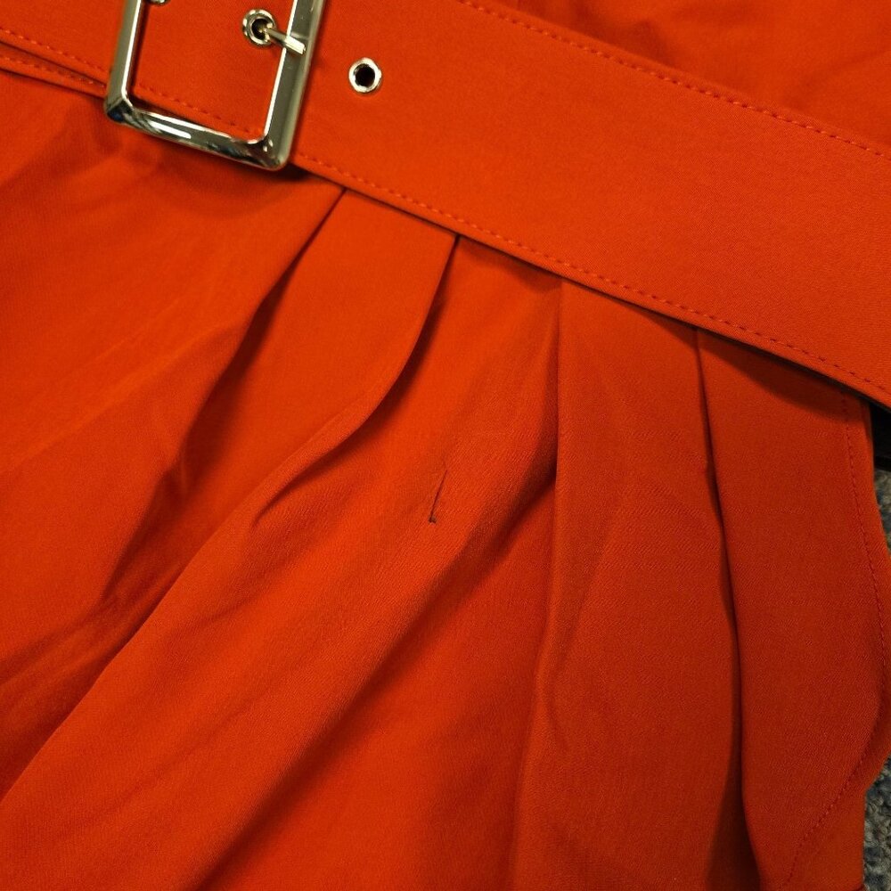 New with Flaw Eloquii Womens Red Asymmetrical Ruffle Belted Dress‎ Size 16 - Picture 5 of 9